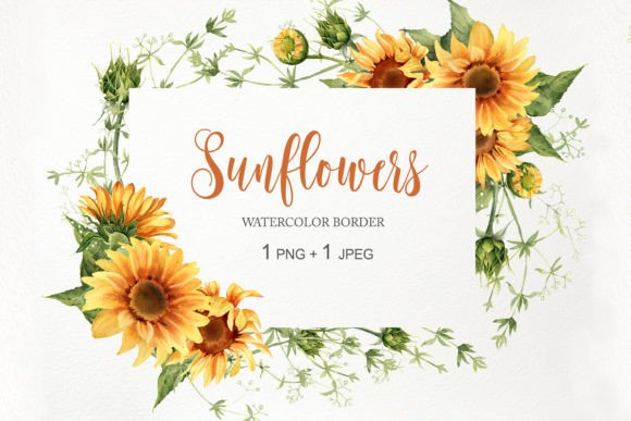 Download Watercolor Sunflower Border Frame PNG - Border frame Collection