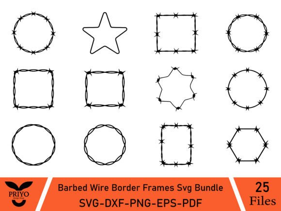 Download Barbed Wire Border Frames Svg Bundle - Border frame Collection
