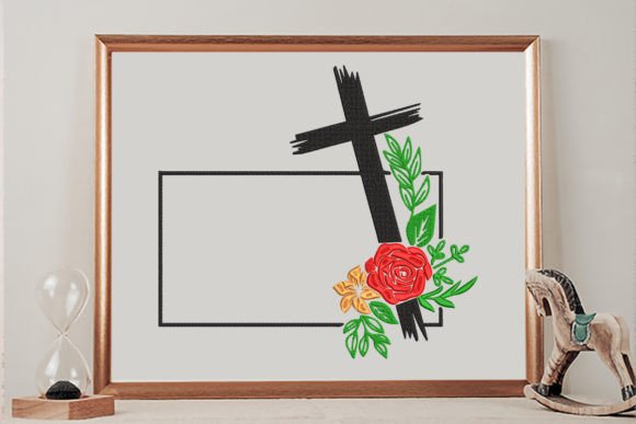 Download Rectangle Flower Frame with Cross - Frame Collection