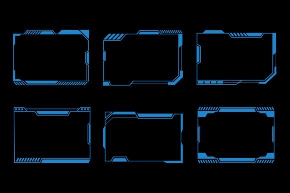 Download Set of Blue Frames Cyberpunk Overlay - Frame Collection