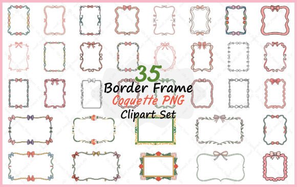 Download Coquette Border Frame PNG Clipart Bundle - Border frame Collection