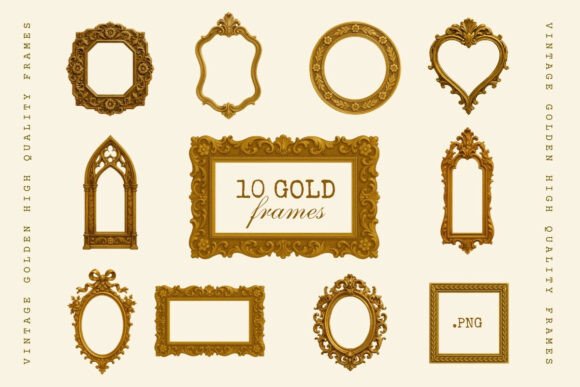 Download 10 Vintage Gold Frames Clipart - Frame Collection